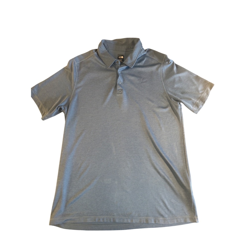 The North Face Mens FlashDry Polo Shirt XL Light Blue Short Sleeve Textured Knit